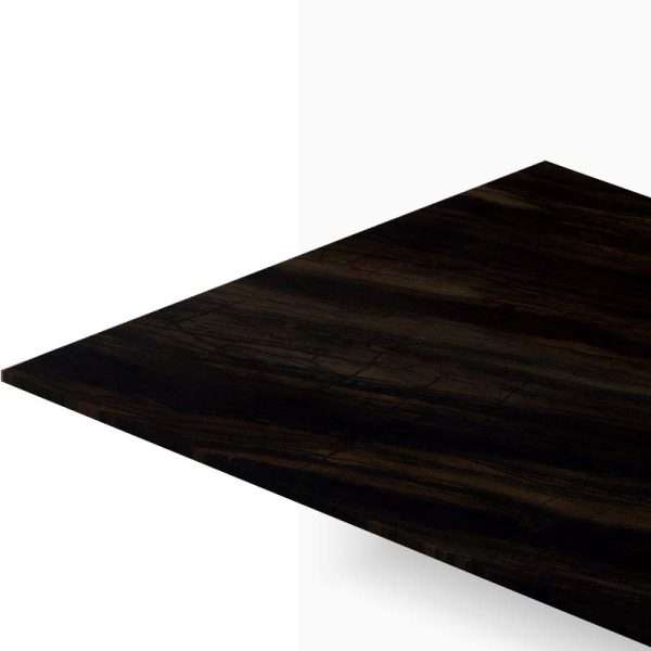 Dark wooden tabletop extending diagonally across a white background.