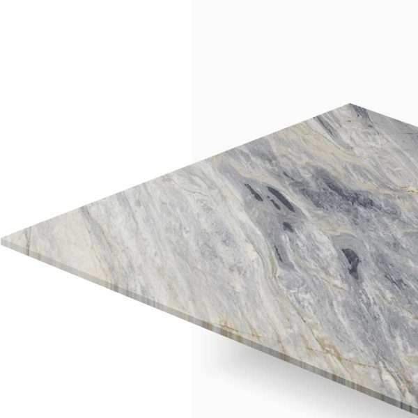 Abstract marble-textured triangular wedge extending across a white background